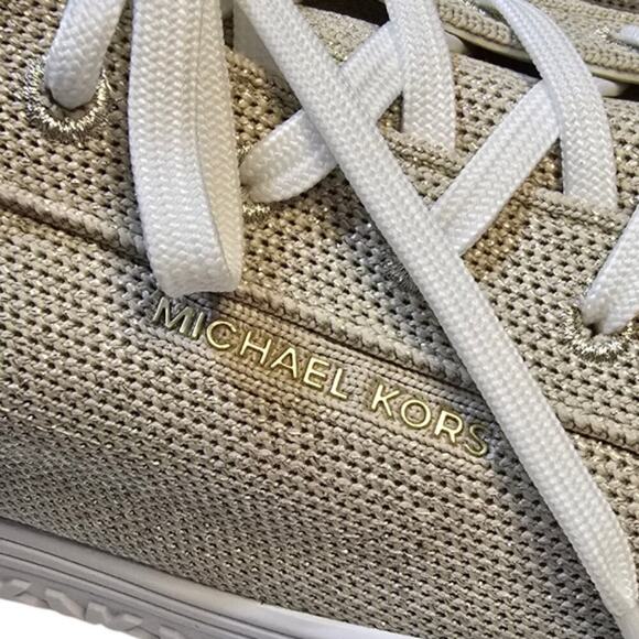 Micheal Kors Grove Metallic Knit Sneaker Pale Gold New‎ Women's Size 10 - Picture 6 of 14